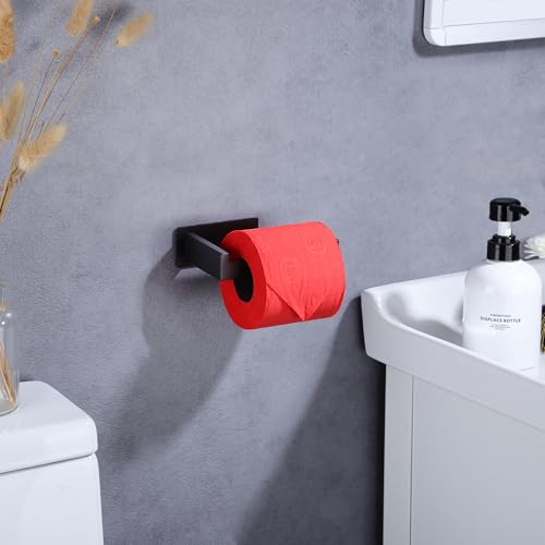 LANC Matte Black Self-Adhesive Toilet Paper Holder - Right-Facing Wall Mount