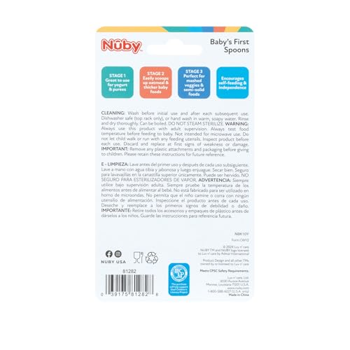 Nuby Baby's First Spoons Set - 3 Pack for Easy Self-Feeding