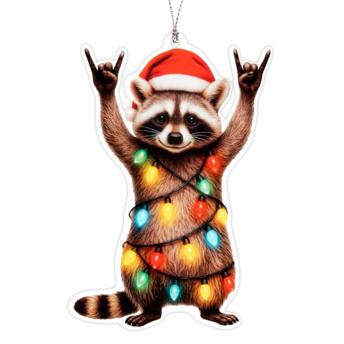 Funny Raccoon Christmas Ornament Raccoon4 - Premium Hardwood Holiday Decor