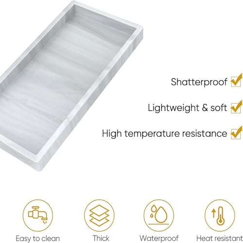 DTCSWACN White Marble Bathroom Vanity Tray 11.8 x 5 Inches for Sink & Countertop