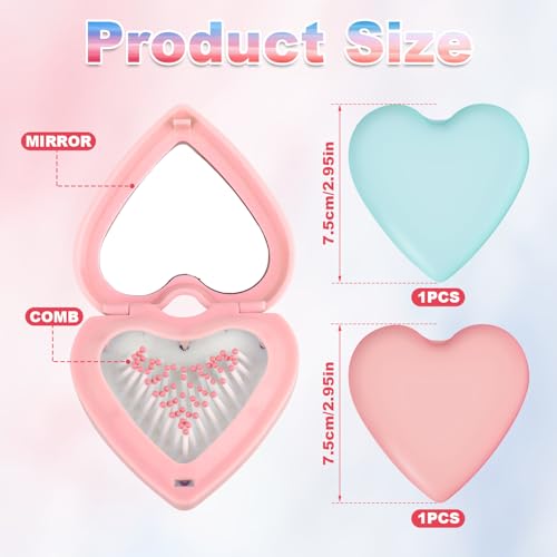 Foldable Travel Hair Brush Set 2Pcs Portable Mini Hairbrush with Mirror