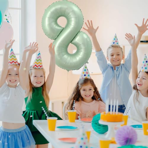 40 Inch Olive Green Number 8 Balloon - Foil Mylar Decoration
