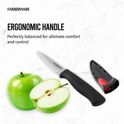 Farberware 3.5-Inch Paring Knife with Self-Sharpening Blade - Black