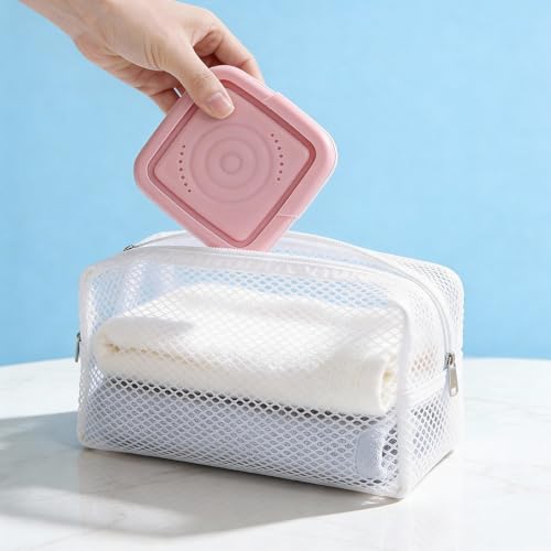 Leak-Proof Square Soap Dish Travel Case with Drainage - Light Pink