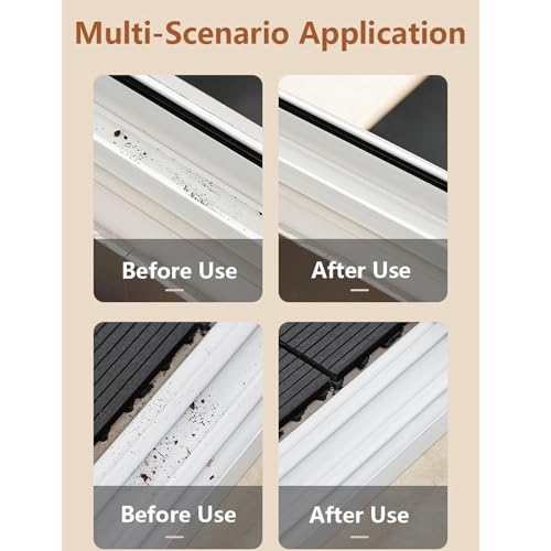 2-in-1 Groove Cleaning Brush with Scraper - White Grout & Track Cleaner