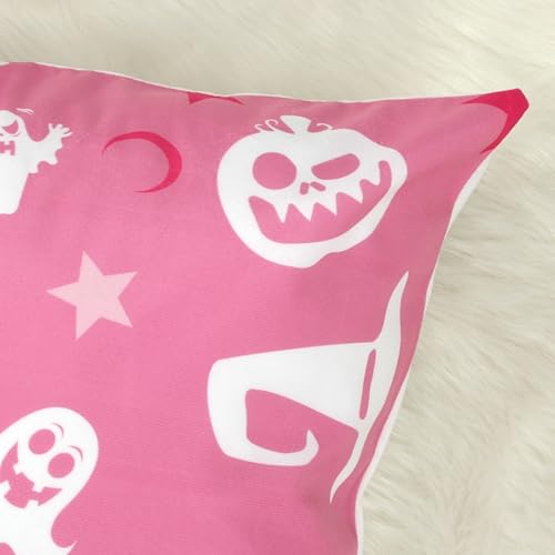 Pink Halloween Pillow Covers Set of 4 - 18x18 Inches Velvet