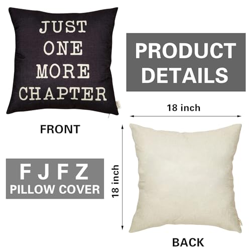 Just One More Chapter Motivational Pillow Cover 18x18 Cotton Linen
