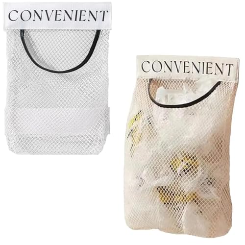 2 Pack Trash Bag Holder Dispenser Sticky Wall Mount Mesh Convenient