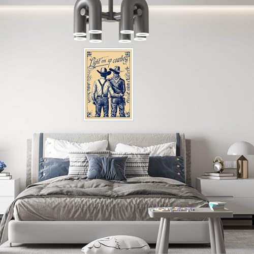 Vintage Cowboy Couple Canvas Wall Art - 8x10in Retro Western Poster