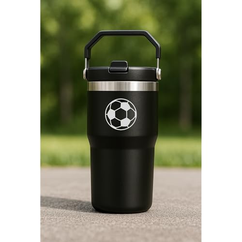 HahaHome Soccer Water Bottle - 20oz Stainless Steel Insulated Tumbler