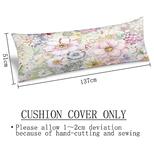GUVICINIR Floral Body Pillow Cover 20"x54" - Colorful Spring Flowers