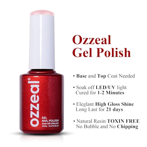 Ozzeal Jelly Gel Nail Polish Neutral Nude Translucent Sheer Soak Off UV LED 0.5 Fl Oz