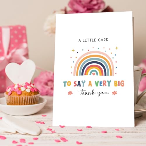 Goroar Cute Thank You Card with Rainbow Design - 5.3x8 Inches