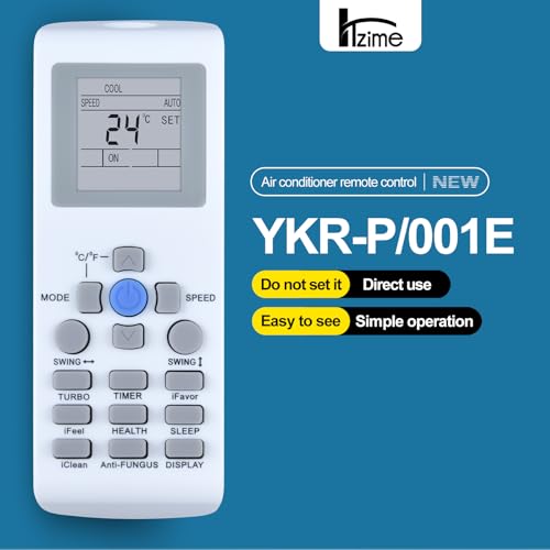 Replacement Remote Control for AUX/York Mini Split AC Models YKR-P/001E, YKR-P/002E, YKRP/002E, YKR-P/003E