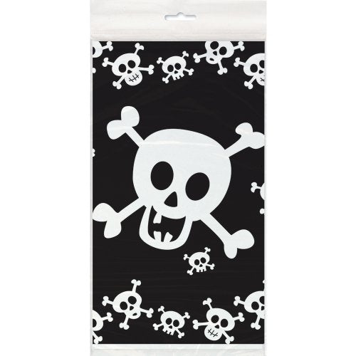 Skulls Plastic Tablecloth - 84" x 54" for Halloween Parties