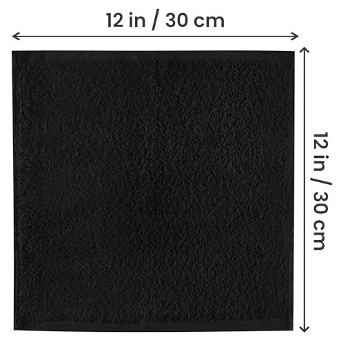 Utopia Towels 24 Pack Black Washcloths, 12x12 in, 100% Cotton