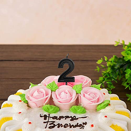 Black Glitter Number 7 Birthday Candle | Premium Cake Topper