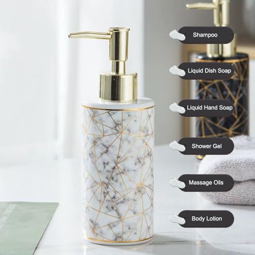 AORTULL Ceramic Soap Dispenser for Bathroom & Kitchen - Gold