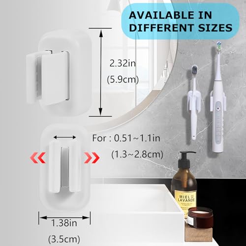 White 2-Pack Wall Mounted Electric Toothbrush Holders Waterproof & Adhesive