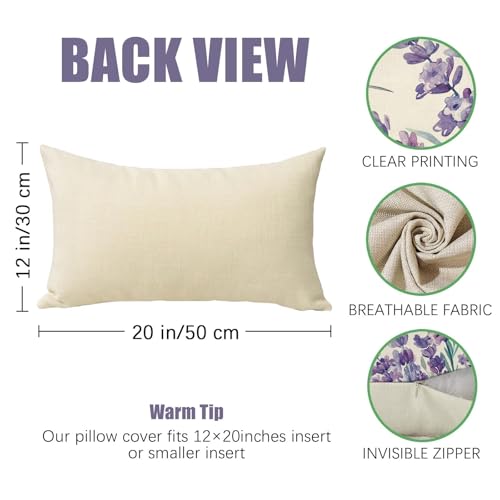 Fahrendom Purple Hummingbird Floral Lumbar Pillow 20" x 12"