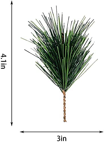 Artificial Green Pine Needles Branches - 60 pcs Small Pine Twigs for Christmas Garland and Wreath Decor - Holiday Garden Decoration