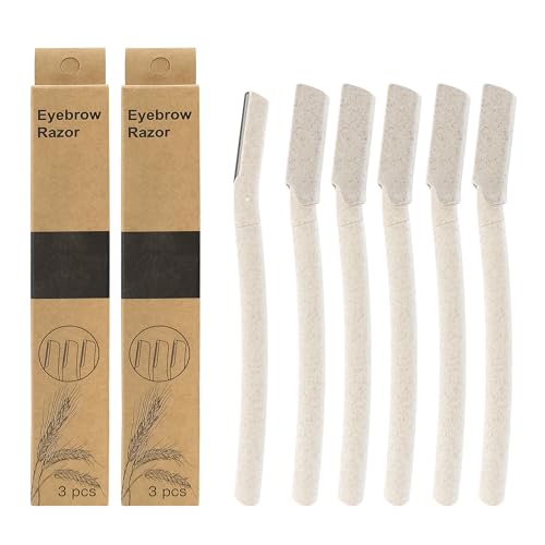 BlingKingdom 6 PCS Dermaplane Face Razor & Wheat Straw Eyebrow Trimmer
