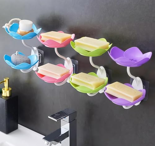 Elegant Lotus Soap Holder - Adhesive Shower Dish, D-Pink