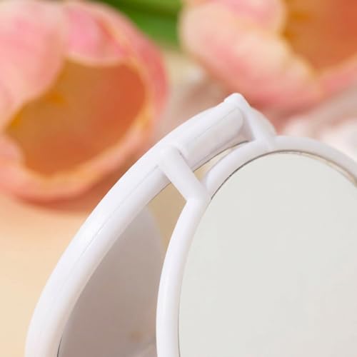 Compact Pocket Mirror 2 Pcs Mini Folding Makeup Mirror for Purse White