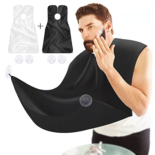 PRIVILLA 2 Pack Beard Bib for Shaving with Suction Cups - Black & White