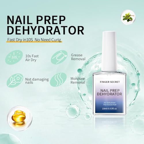 Finger Secret Nail Dehydrator & Prep Professional Acid-Free Bonder, 0.6 oz