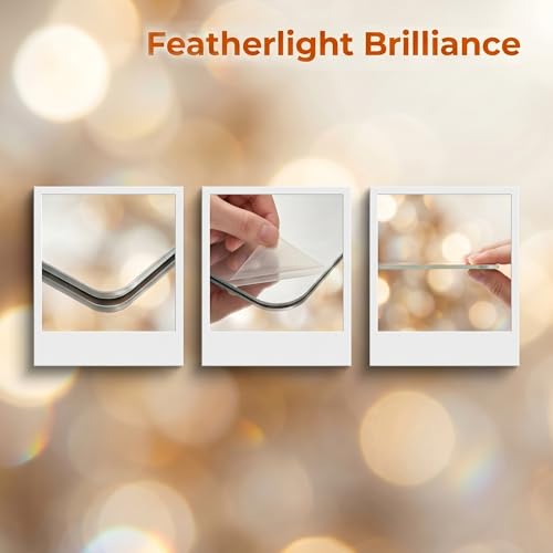 4-Pack Acrylic Mirror Tiles, 8 x 8 Inch Stick-On Shatter-Resistant Mirrors