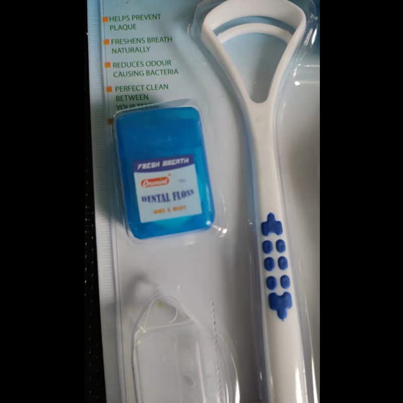 Sowsmile Oral Care Kit Teeth Cleaning Set with Toothbrush Flosser and Tongue Scraper 3-Piece
