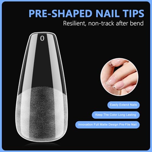 Coffin Press On Nail Tips Long Full Cover Acrylic 600Pcs Semi Matte
