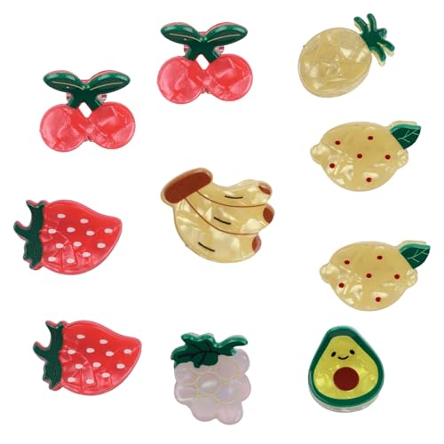 LOGJAM 10 PCS Fruit Hair Claw Clips Small Acetate Non-Slip Hair Accessories