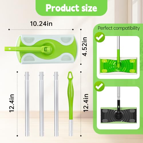 KIMIFACA Extra Long Detachable Mop Handle for Swiffer - Green