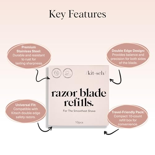 Kitsch Double Edge Safety Razor Blade Refills 10 Count