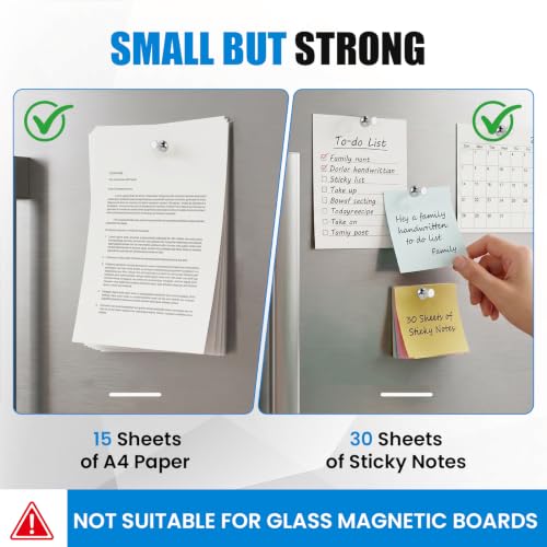 MIKEDE Strong Refrigerator Magnets, Silver Push Pin Magnets (30 Pack)