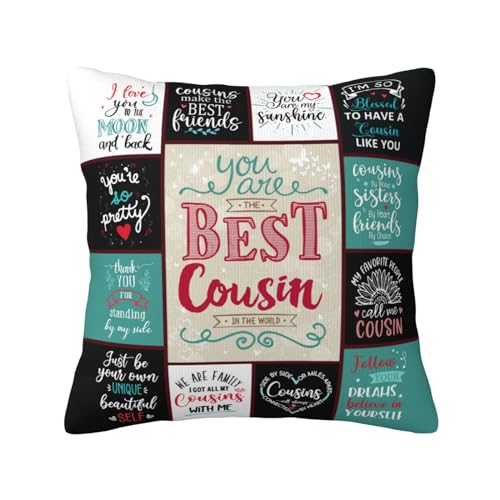 Cousin Gift Throw Pillow Cover 18x18 - Inspirational & Soft
