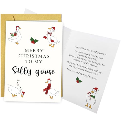 Funny Silly Goose Christmas Card for Him Her - Premium 300gsm