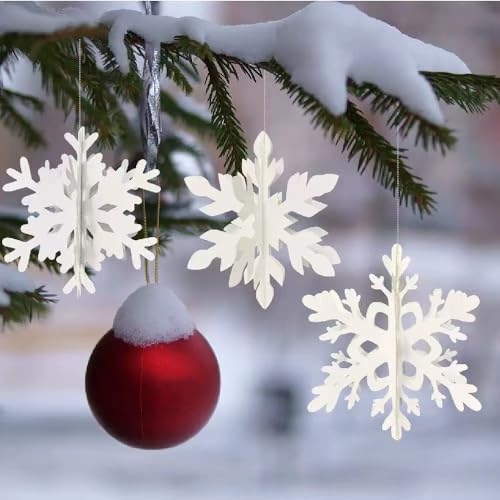 12PCS 3D Snowflake Ornaments for Christmas Tree Decor