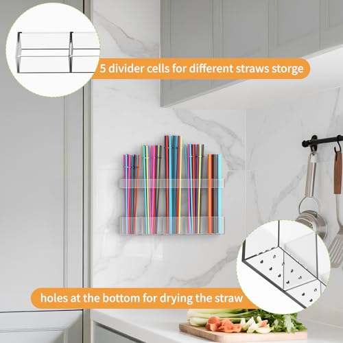 Straw Holder for Cabinet Door - Reusable Tumbler Organizer, 9.5"