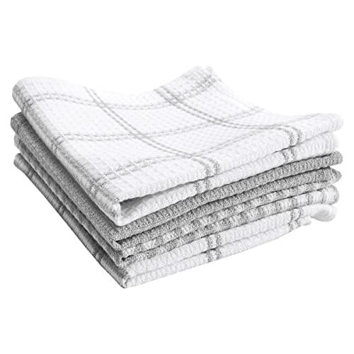T-Fal Waffle Dish Cloths, 100% Cotton, 12x13 Inch - Grey (4-Pack)