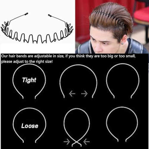 WantGor Metal Headbands 2 Pack - Non Slip Spring Wave Hair Bands for Men and Women