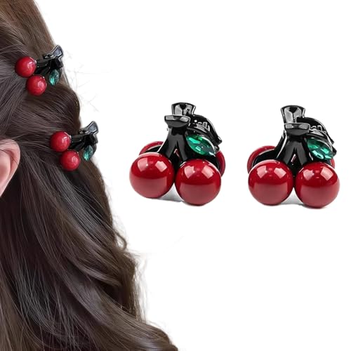 ZeroNever Red Double Cherry Hair Clips 2-Pack Small Hair Accessories