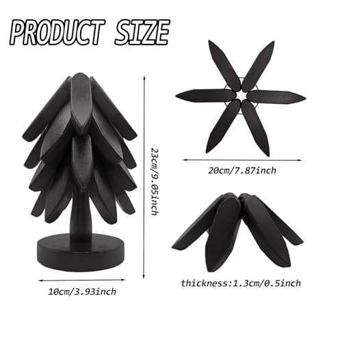 Black Wooden Trivets for Hot Dishes Christmas Tree Set Stackable Home Decor