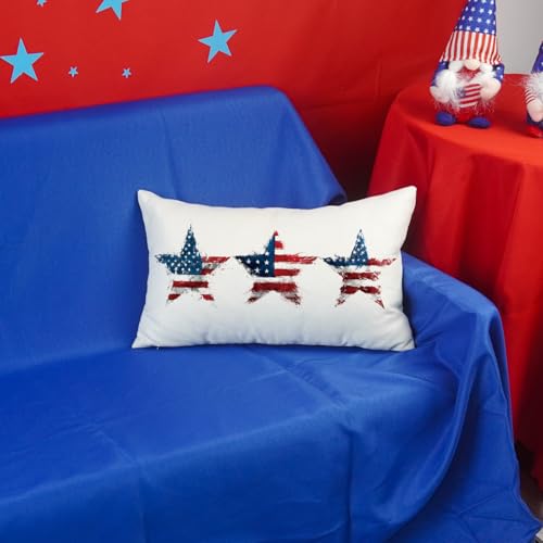 Patriotic 4th of July Pillow Covers - Set of 2, 12x20 Inch