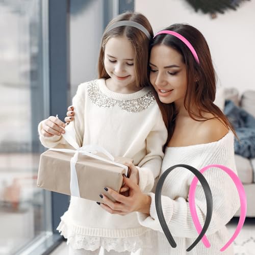 2Pcs Satin Wide Headbands for Women Girls Non-Slip Plain Hair Hoops