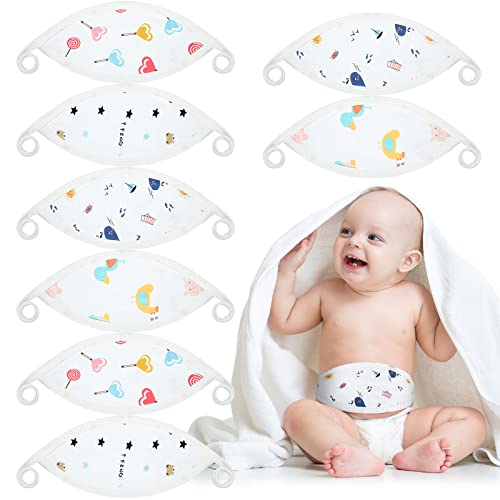 8-Pack Soft Cotton Newborn Belly Bands - Cartoon Umbilical Cord Covers