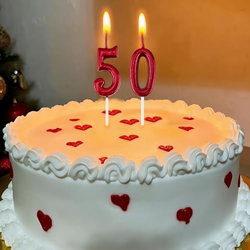 Burgundy Number 8 Birthday Candle Elegant Cake Topper for Party Decor