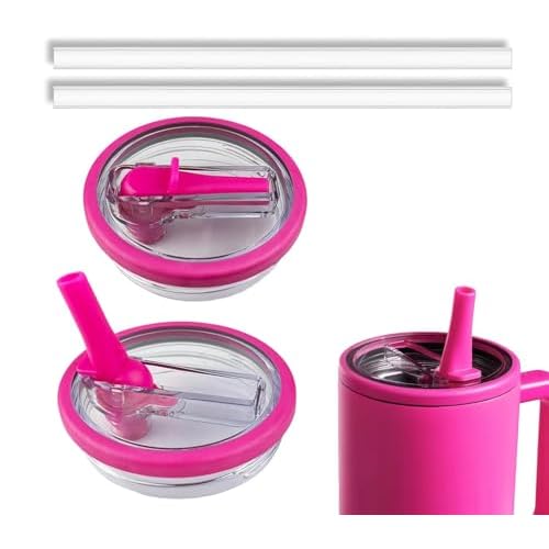 2 Pack 40 oz Tumbler Flip Straw Lid Replacement Compatible for Stanley Quencher, Leak-Proof Splash Resistant Tumbler Lids,Reusable Tumbler Cover for Stanley Cup (Rose Red)